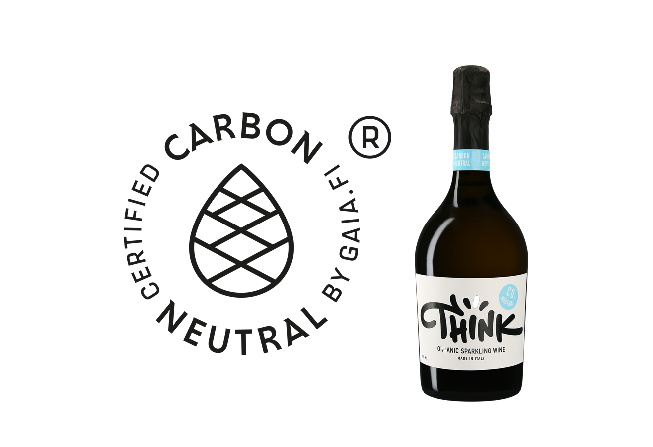 Gaia Carbon Neutral merkki on ensimmäisenä otettu käyttöön Vindirekt Oy:n maahantuomassa italialaisessa Think Organic Sparkling -kuohuviinissä.